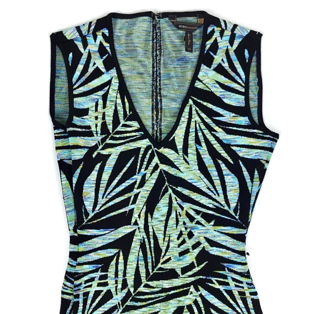Bcbgmaxazria Gari Jacquard Bandage Bodycon Mini Dress Black Palm Print Womens Xs View 5